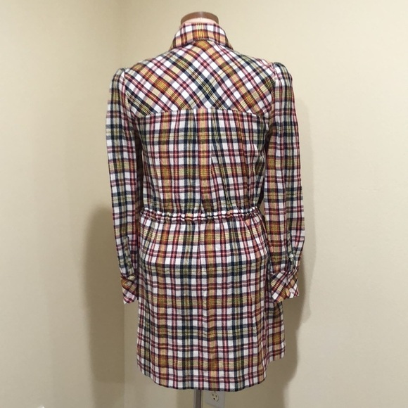 NWT Veronica Beard Corrine Shirt Dress Shirtdress Size 0 Red Multicolored Plaid - Picture 5 of 13